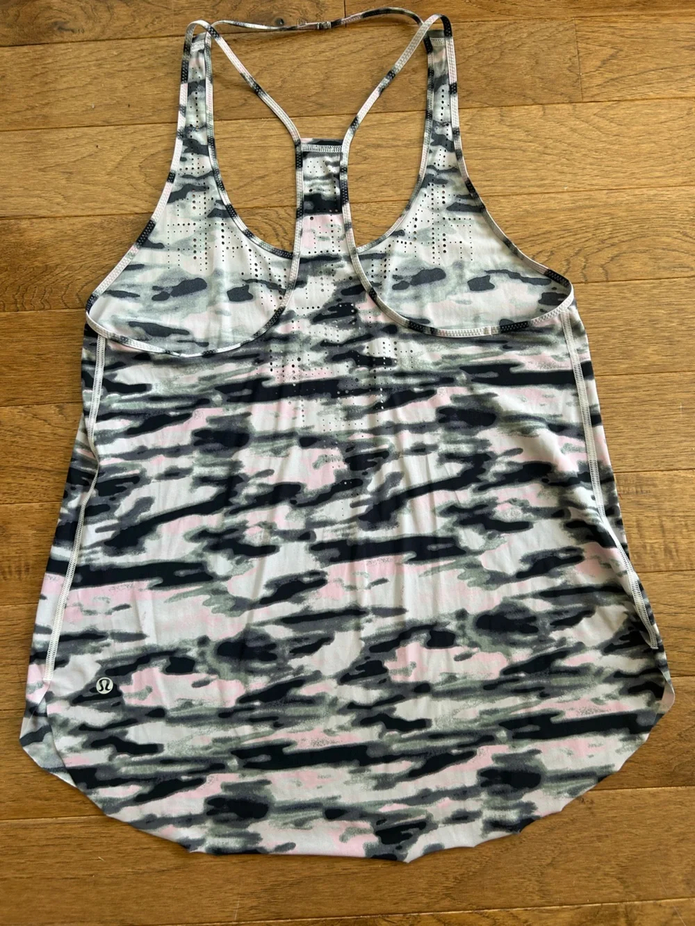 lululemon athletica Pink, Black & Gray Camo Racerback Tank Top